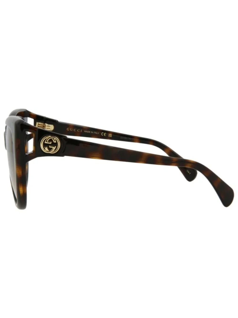 New Gucci Women's Sunglasses Cat Eye Injection Frame Havana Havana Brown